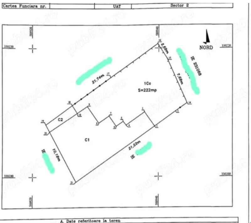 Ramuri Tei, vand teren cu suprafata de 218 mp.
